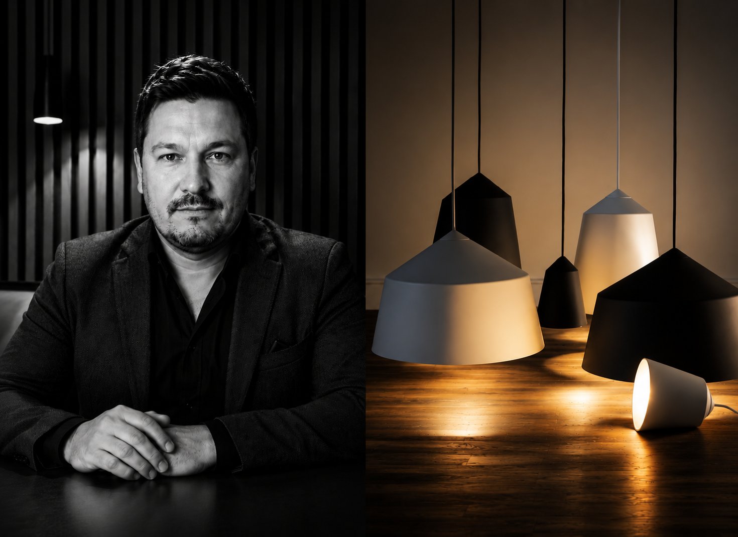 Jukka Ranula valaistuksen äärellä